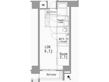 エンクレスト博多ハーモニー(1LDK/14階)の間取り写真