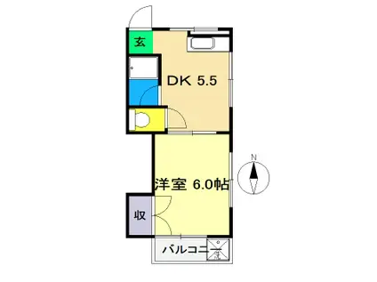 松浦マンション(1DK/1階)の間取り写真