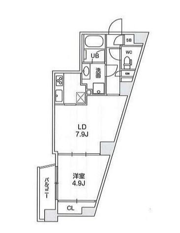 四谷坂町レジデンス(1LDK/1階)の間取り写真