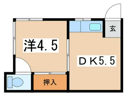 萩原荘(1DK/2階)の間取り写真
