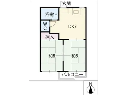 高塚ハイツB(2DK/1階)の間取り写真