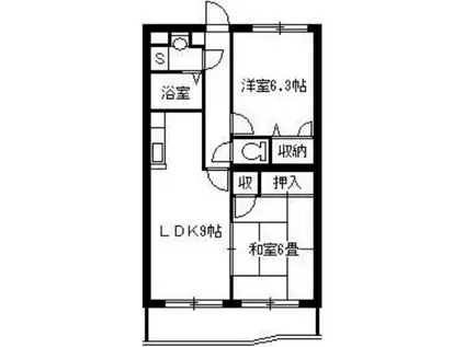 ラポール伊敷(2LDK/1階)の間取り写真