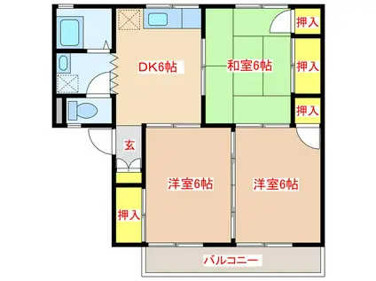 セジュールえの(3DK/1階)の間取り写真