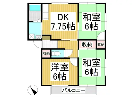 塩沢アパート(3DK/2階)の間取り写真