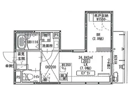 オーブFC堀之内(1LK/2階)の間取り写真