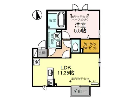 DH・EUIピュア A(1LDK/2階)の間取り写真