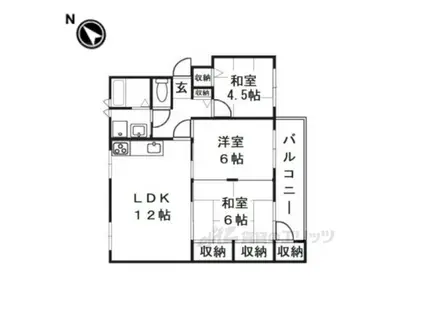 竹の台団地D3棟(3LDK/5階)の間取り写真