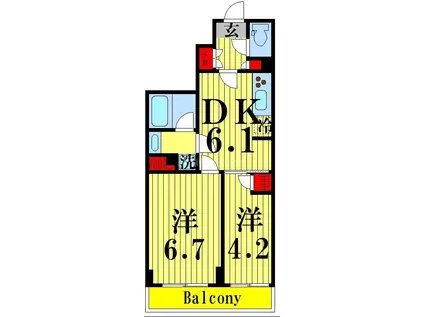 ティモーネプレミアム押上イースト(2DK/3階)の間取り写真