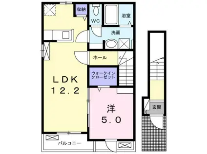 アンジュ 東海田D(1LDK/2階)の間取り写真
