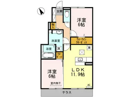 ヴェルドミール長島I(2LDK/1階)の間取り写真