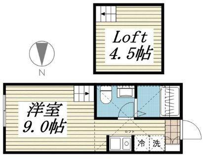 エクリス(ワンルーム/2階)の間取り写真