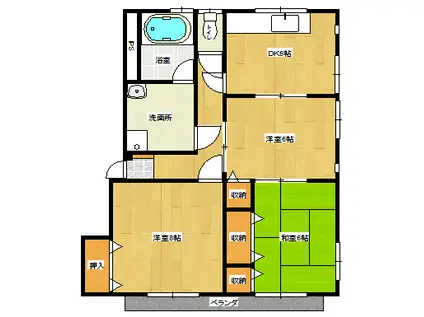 ジェンティーレB(3DK/1階)の間取り写真