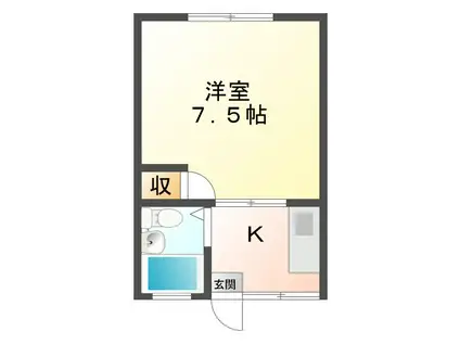 丸茂ハイツ(1K/2階)の間取り写真