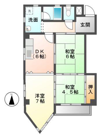 フルーヴェ1番館(3DK/3階)の間取り写真
