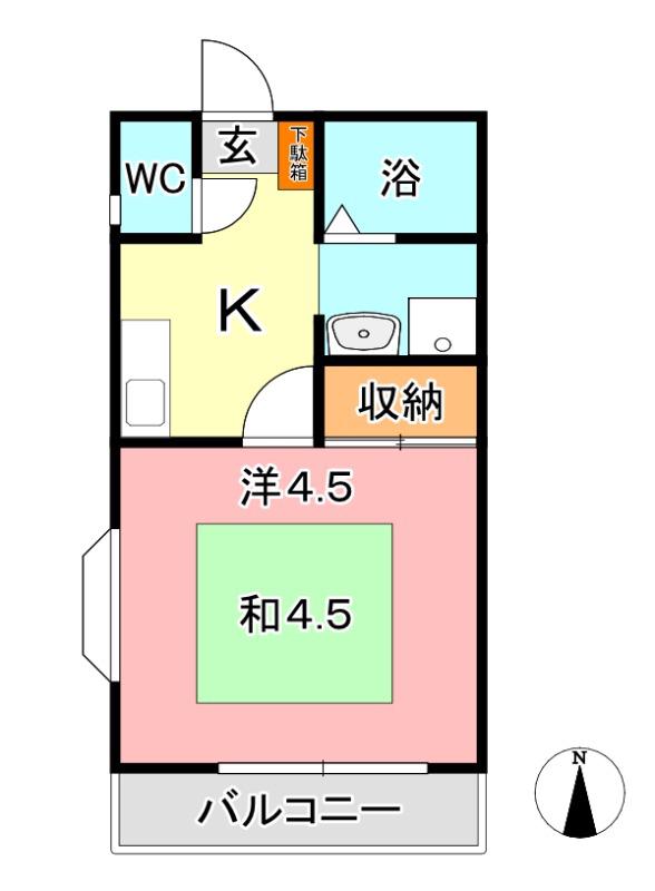デュエル倉敷 II(1K/2階)の間取り写真