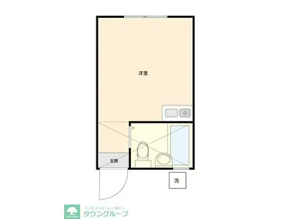 シャトー河辺(ワンルーム/1階)の間取り写真