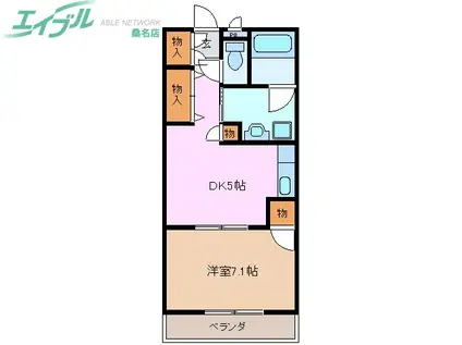 カロスクレーネ(1DK/1階)の間取り写真