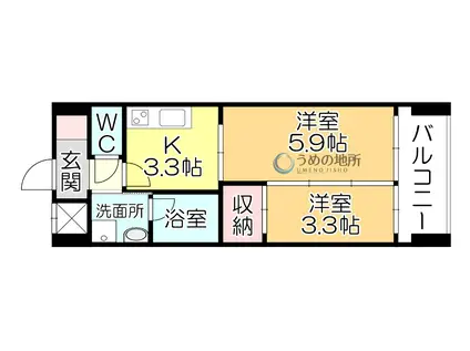 ルネッサンス21久留米六ツ門(2K/5階)の間取り写真