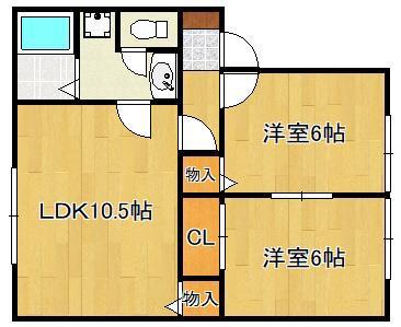 ウィンディア宮木(2LDK/1階)の間取り写真