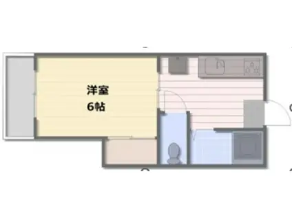 ブルールーフ(1K/2階)の間取り写真