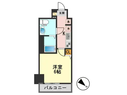 ジェノヴィア青砥スカイガーデン(1K/9階)の間取り写真