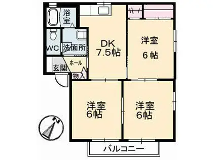 サラーム壱番館(3DK/2階)の間取り写真