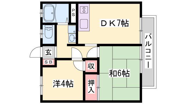 塚本ハイツ(2DK/2階)の間取り写真