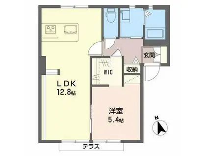 ラ・サルデーヌ(1LDK/1階)の間取り写真