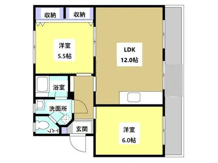 サンライズ柿澤(2LDK/2階)の間取り写真