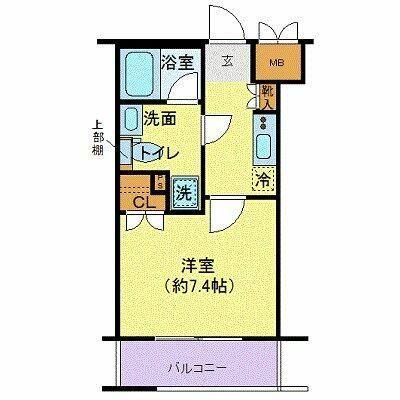 エクセリア溝ノ口(1K/1階)の間取り写真