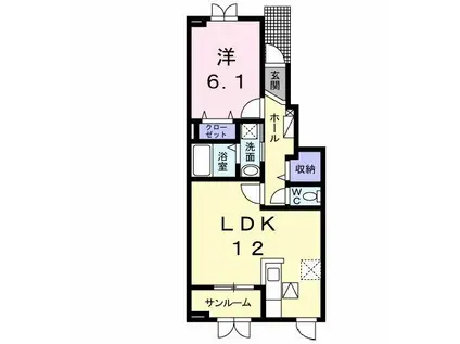 エテルノ優美D(1LDK/1階)の間取り写真