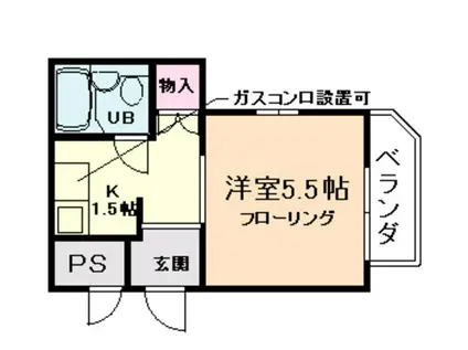 ヴィラ石橋(1K/3階)の間取り写真