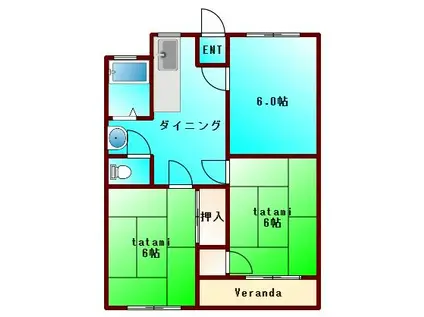 ヴィラ内浜(3DK/3階)の間取り写真