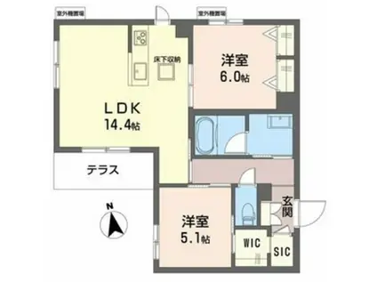 プレミアス鳳II(2LDK/3階)の間取り写真