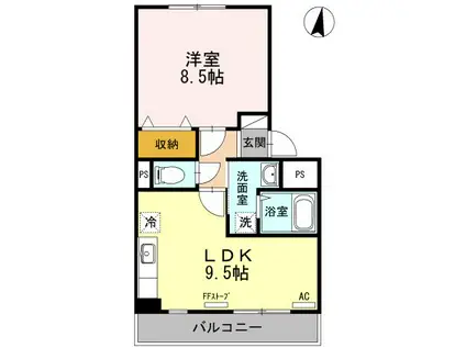 パシフィックレインボー(1LDK/1階)の間取り写真