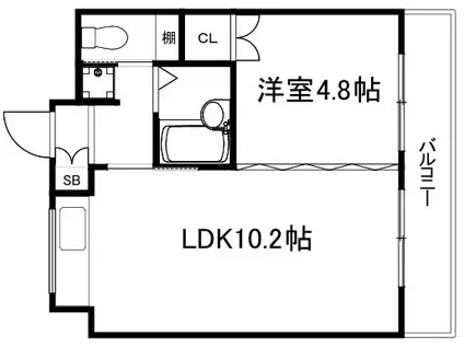 京都クレセントマンション(1LDK/6階)の間取り写真
