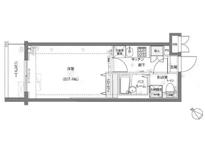 ラフィネ弘明寺(1K/1階)の間取り写真