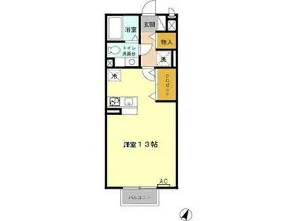 サンハイツINA(ワンルーム/2階)の間取り写真