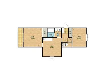 レイクビレッジI(2DK/1階)の間取り写真