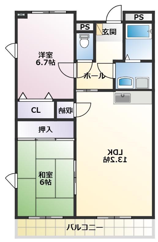 メゾンソレイユ(2LDK/3階)の間取り写真