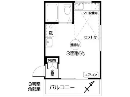 アネックスI(ワンルーム/2階)の間取り写真