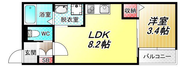 H-MAISON衣摺II(1LDK/1階)の間取り写真