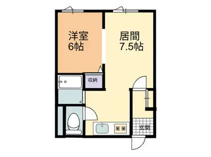 コーポ華みずき(1LDK/3階)の間取り写真