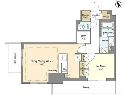 オアーゼ日暮里レジデンス(1LDK/8階)の間取り写真