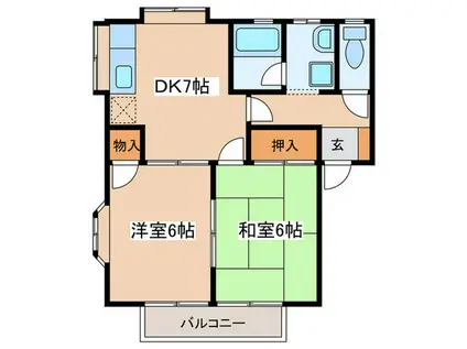 シャルムK(2DK/2階)の間取り写真