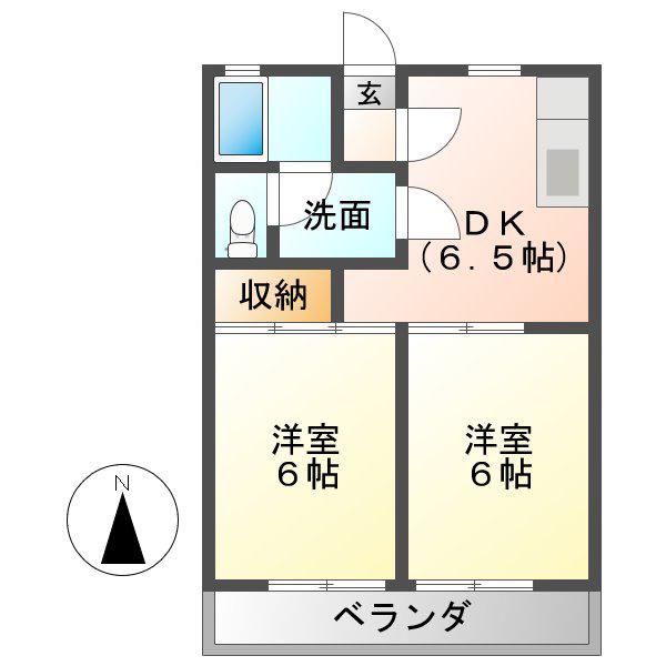 ロイヤルハイツ(2DK/1階)の間取り写真
