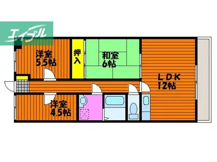 ボヌール星島(3LDK/2階)の間取り写真