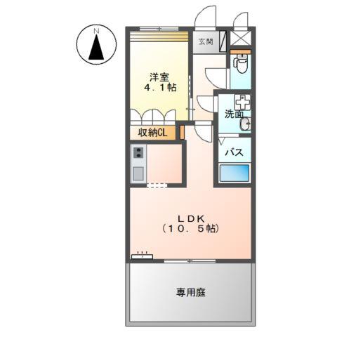 フラワーハウス(1LDK/1階)の間取り写真