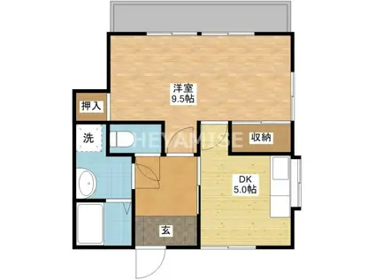 サンパレス三原(1DK/2階)の間取り写真