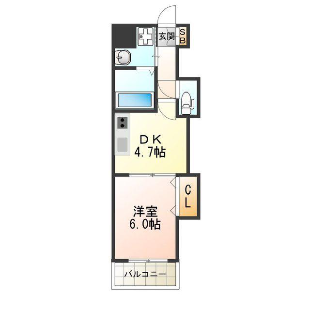 フレシュール 我孫子(1DK/4階)の間取り写真